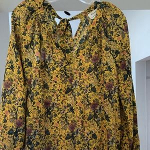 Madewell x Karen walker mustard floral blouse sz M